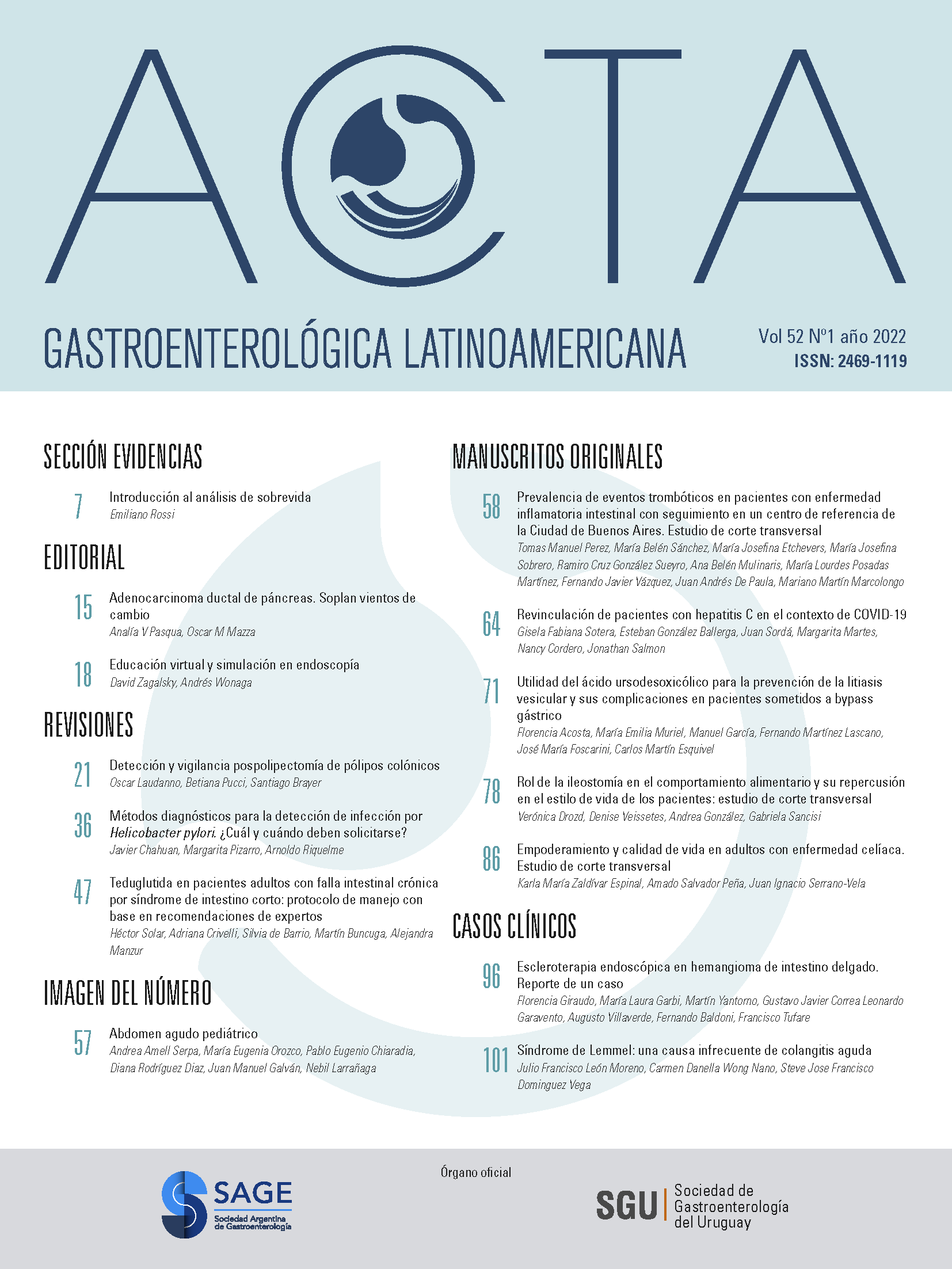 					Ver Vol. 52 Núm. 1 (2022): Acta Gastroenterológica Latinoamericana
				