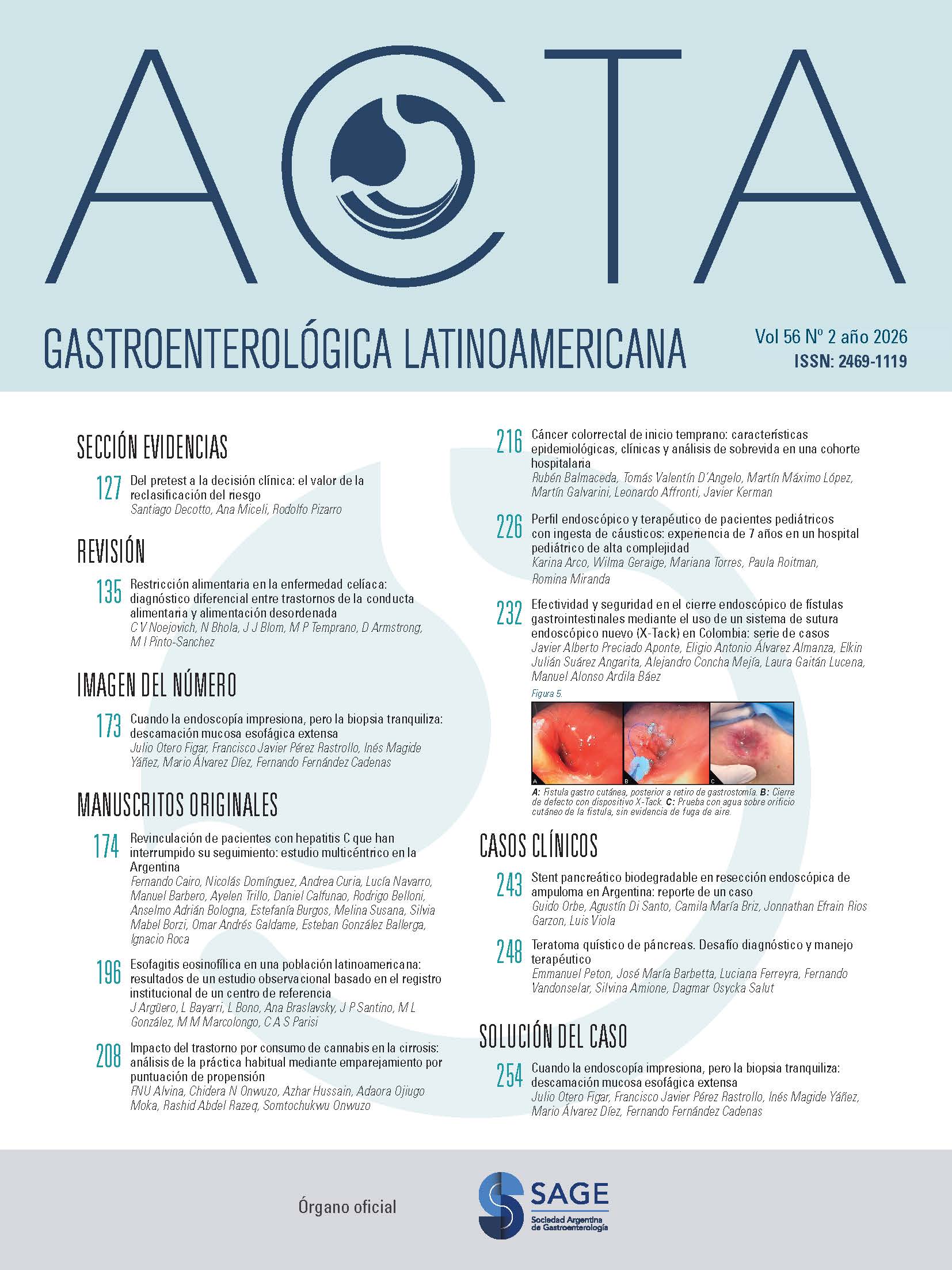 					Ver Vol. 56 Núm. 2 (2026): Acta Gastroenterológica Latinoamericana
				